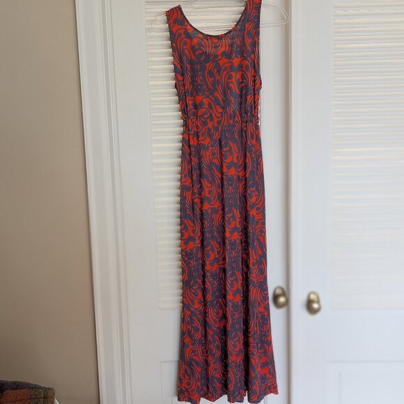 Julia‎ Silk Blend Maxi Dress Womens Size XL w/ Drawstring Empire Waist EUC - Picture 2 of 9
